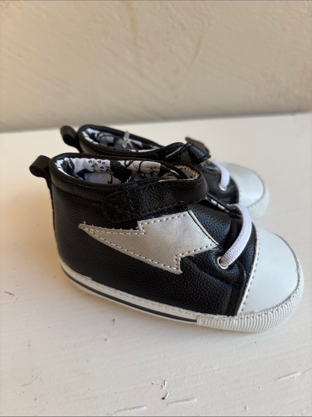 Baby Black & White Lightning Sneakers